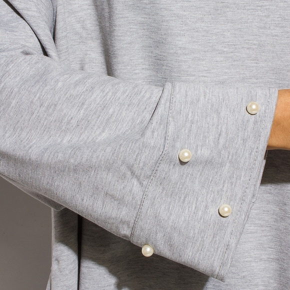 NEW light gray pearl studded oversized knit top - Picture 6 of 6